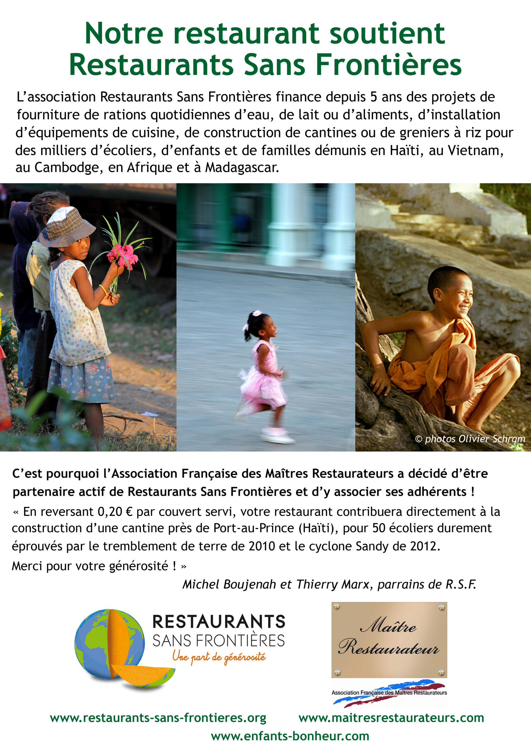 Opération 0,20 € par repas servi – Décembre 2011